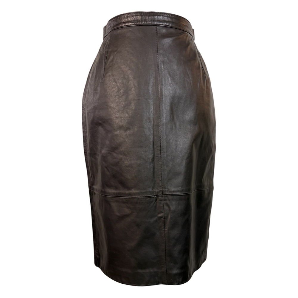 Vintage Black Leather Pencil Skirt S Office Siren Corporate Goth 80s 90s Grunge